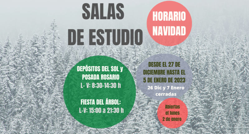 HORARIO ESPECIAL DE NAVIDAD EN LAS SALAS DE ESTUDIO MUNICIPALES